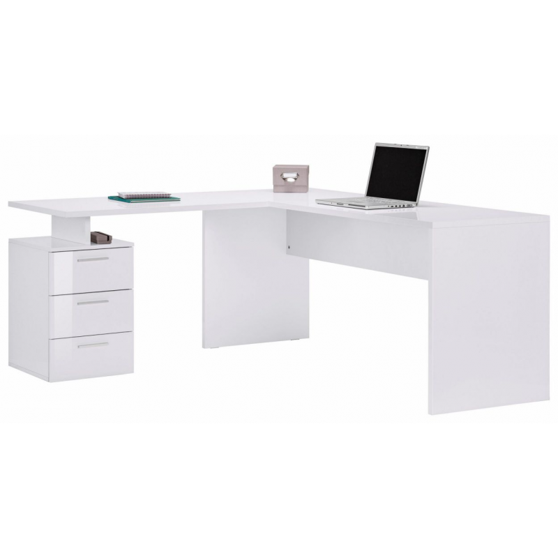 Scrivania ad angolo New Selina – 180x75x60 – Bianco Lucido