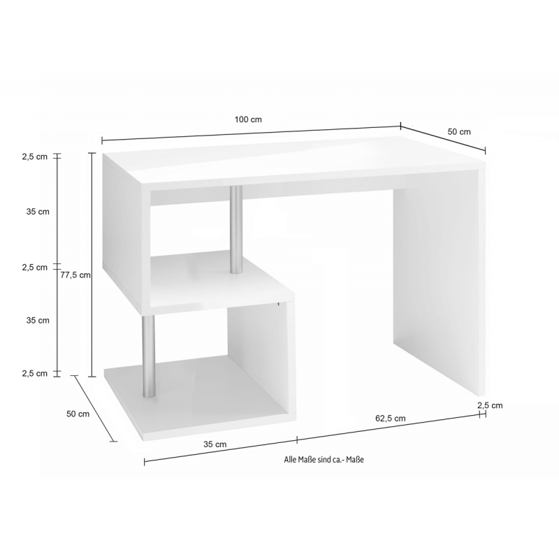 Scrivania Esse 100 – 100x77,5x50 – Bianco Lucido