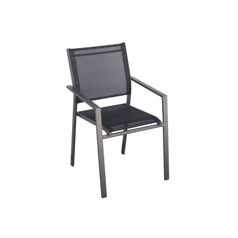 Set Tavolo Anzio + 8 Sedie Zara Alluminio Antracite Text Nero Moia