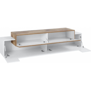 Zoom Mobile Porta TV Coro 200 – Bianco Lucido e Acero Pereira