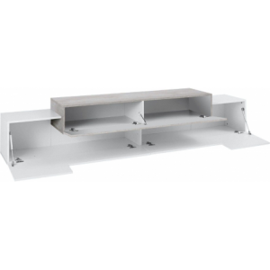 Zoom Mobile Porta TV Coro 240 – Bianco Lucido e Acero Pereira