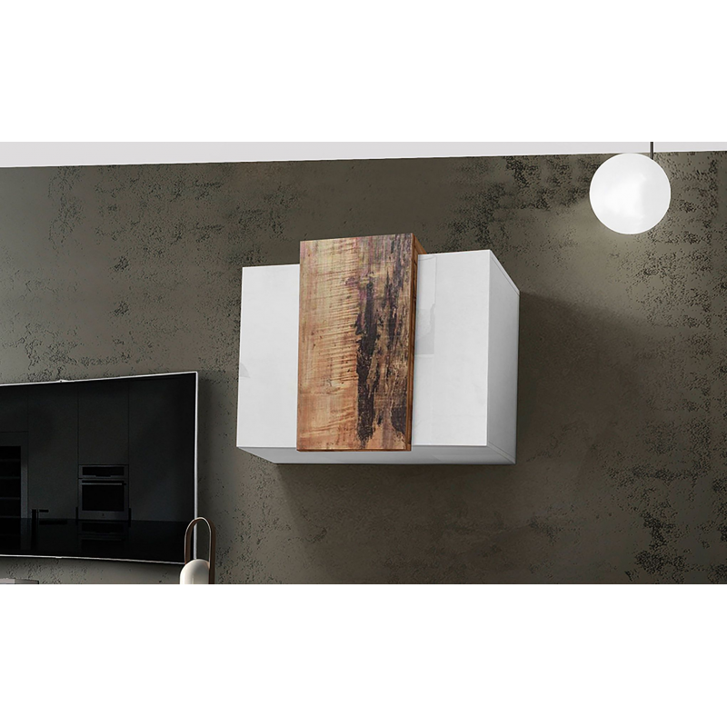 Pensile Coro – 90x65,5x38 – Bianco Lucido e Acero Pereira