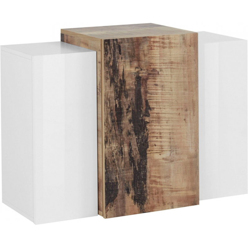 Pensile Coro – 90x65,5x38 – Bianco Lucido e Acero Pereira