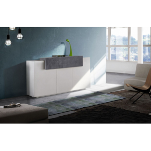 Credenza Coro Moderna 3 ante – Bianco Lucido e Report