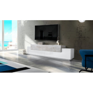 Mobile Porta TV Coro 240 – Bianco Lucido e Cemento