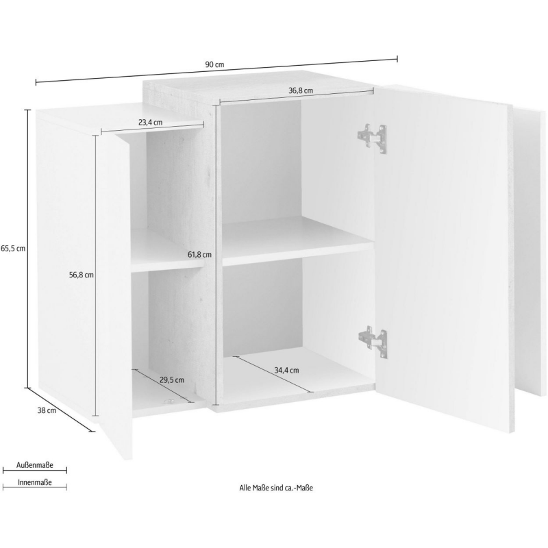 Pensile Coro – 90x65,5x38 – Bianco Lucido e Cemento
