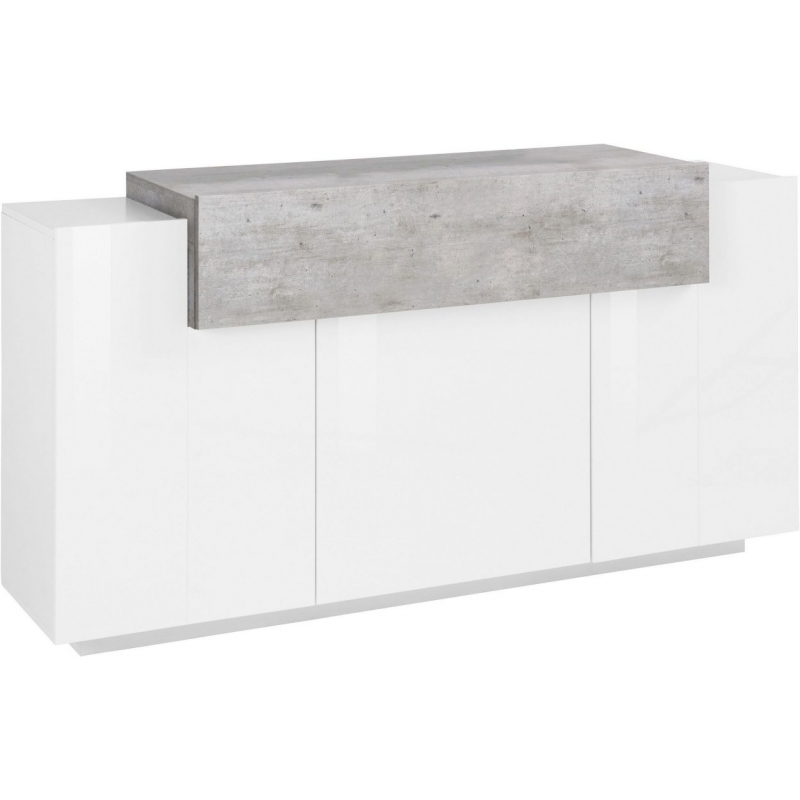 Credenza Coro Moderna 3 ante – Bianco Lucido e Cemento