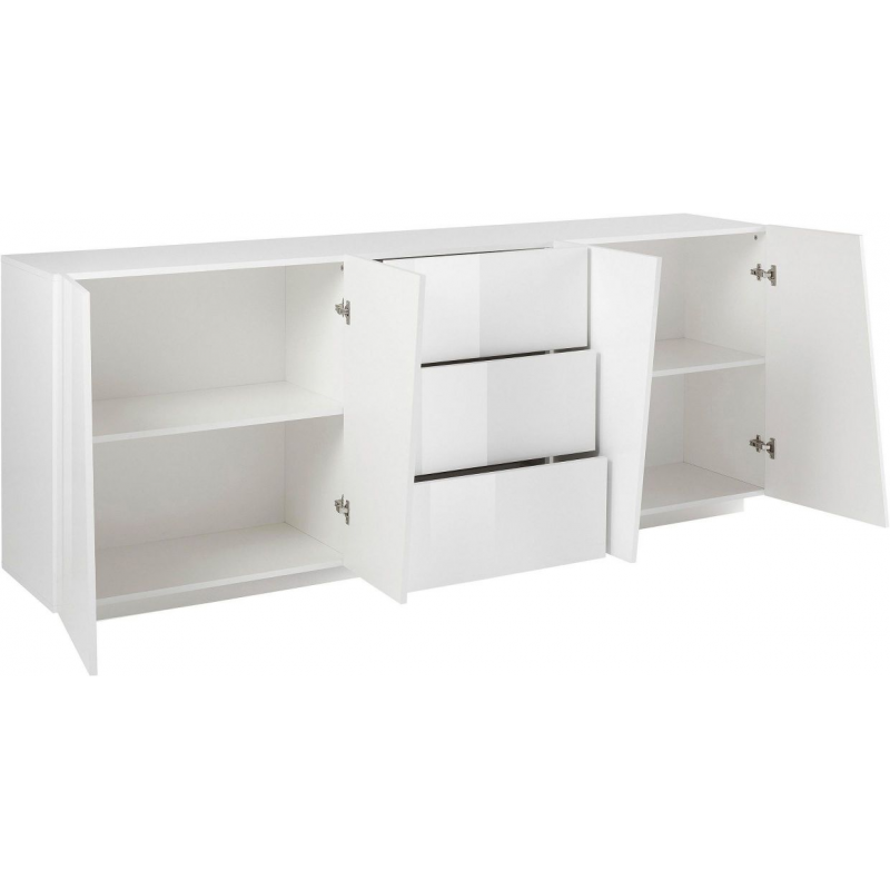 Credenza Vega 220 – 4 ante/3 cassetti – Bianco Lucido