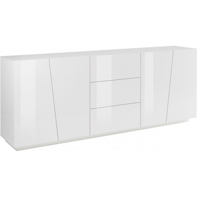 Credenza Vega 220 – 4 ante/3 cassetti – Bianco Lucido