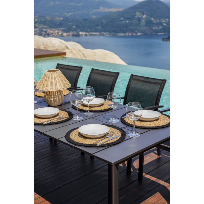 Set Tavolo Anzio + 8 Sedie Regista Paros Alluminio Antracite/Text Nero Moia
