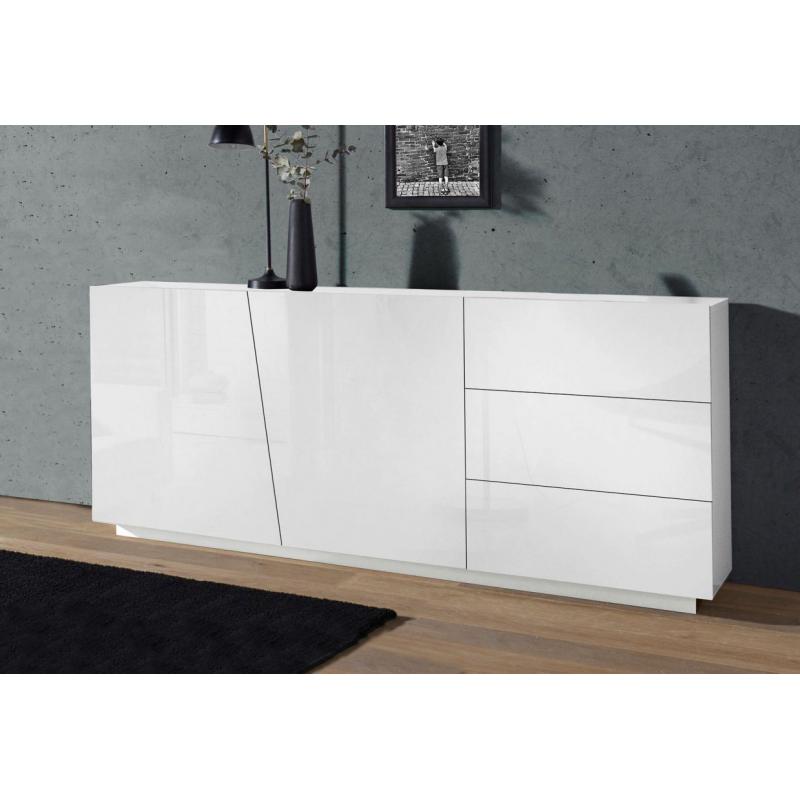 Credenza Vega 180 – 2 ante/3 cassetti – Bianco Lucido