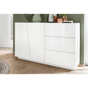 Credenza Vega 140 – 2 ante/3 cassetti – Bianco Lucido
