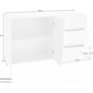Zoom Credenza Vega 140 – 2 ante/3 cassetti – Bianco Lucido
