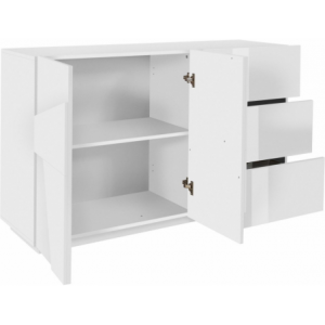 Zoom Credenza Ping 140 – 2 ante/3 cassetti – Bianco Lucido