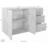 Credenza Ping 140 – 2 ante/3 cassetti – Cemento Bronx