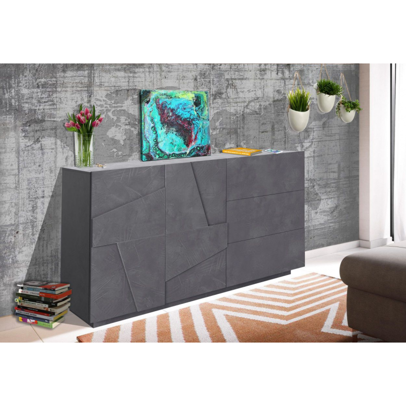 Credenza Ping 140 – 2 ante/3 cassetti – Ardesia