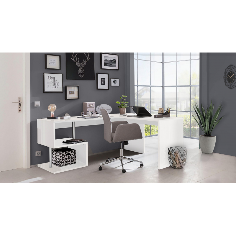 Scrivania Esse Angolare – 160x77,5x60 – Bianco Lucido