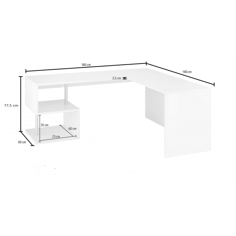 Scrivania Esse Angolare – 160x77,5x60 – Bianco Lucido