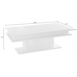 Tavolino da caffè Little Big – 100cm con LED – Bianco Lucido
