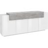 Credenza Coro Moderna 4 ante – Bianco Lucido e Cemento