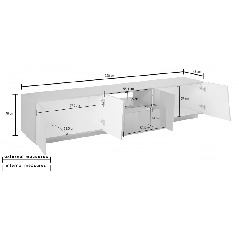 Mobile Porta TV Vega 220 – 4 ante – Ardesia