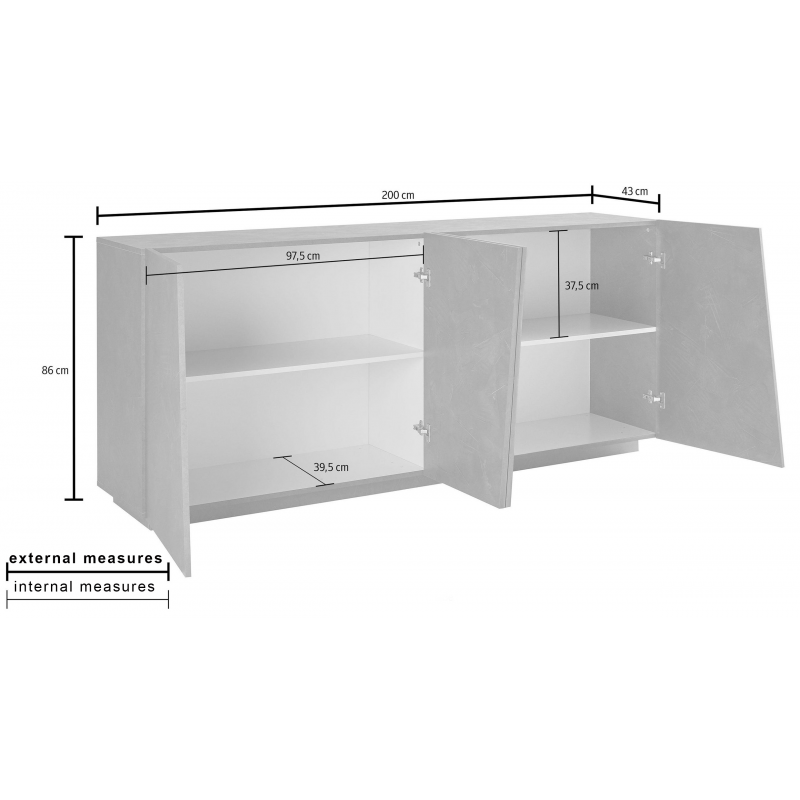 Credenza Vega 220 – 4 ante – Bianco Lucido