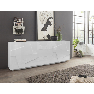 Credenza Ping 220 – 4 ante/3 cassetti – Bianco Lucido