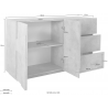 Credenza Ping 140 – 2 ante/3 cassetti – Bianco Lucido