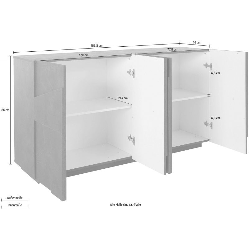 Credenza Ping 160 – 4 ante – Bianco Lucido