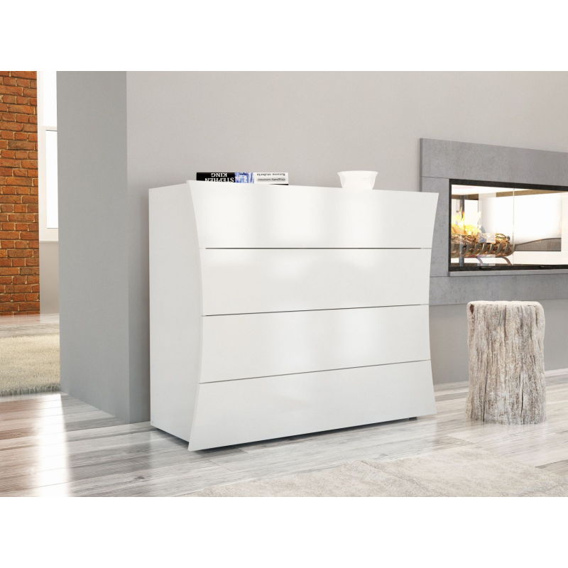 Cassettiera Arco – 4 cassetti – 98x81,5x40 – Bianco Lucido
