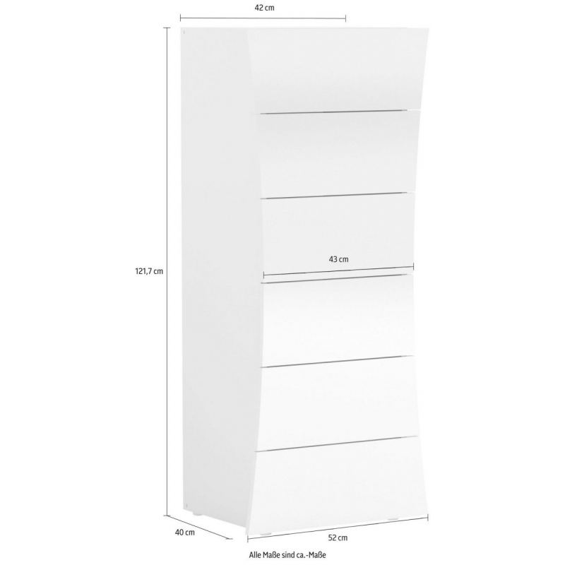 Settimino Arco – 6 cassetti – 50x121x40 – Bianco Lucido