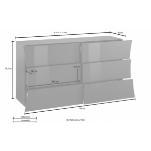 Zoom Cassettiera Arco 150 – 6 cassetti – 155x81x40 – Bianco Lucido