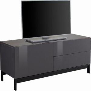 Zoom Mobile Porta TV Metis 110 con piedistallo in metallo nero – 1 anta + 2 cassetti – Antracite Lucido