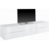 Mobile Porta TV Metis 170 con piedistallo in metallo nero – 1 anta + 4 cassetti – Bianco Lucido
