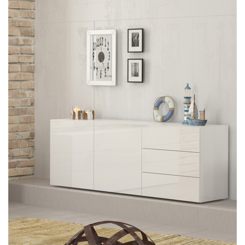 Credenza Metis 170 – 2 anta + 3 cassetti – Bianco Lucido