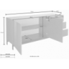 Credenza Metis 170 con piedistallo – 2 anta + 3 cassetti – Bianco Lucido