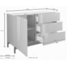 Credenza Metis 110 con piedistallo – 1 anta + 3 cassetti – Antracite Lucido