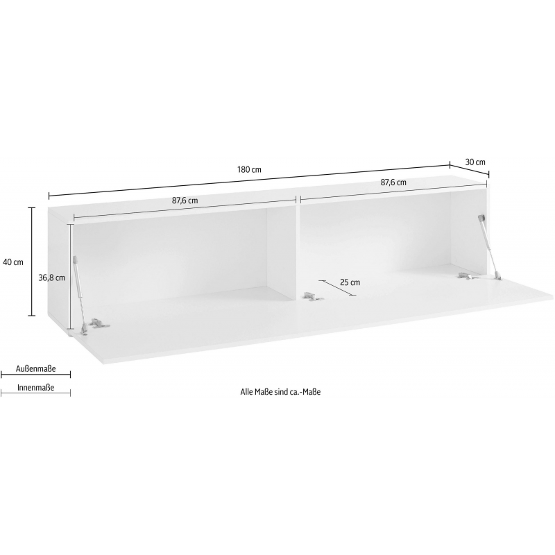 Mobile Porta TV Maruska – 1 anta a ribalta – 180x40x30 – Bianco Lucido