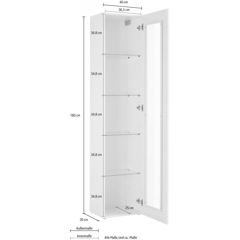 Vetrina Maruska – 1 anta – 40x180x30 – Bianco Lucido