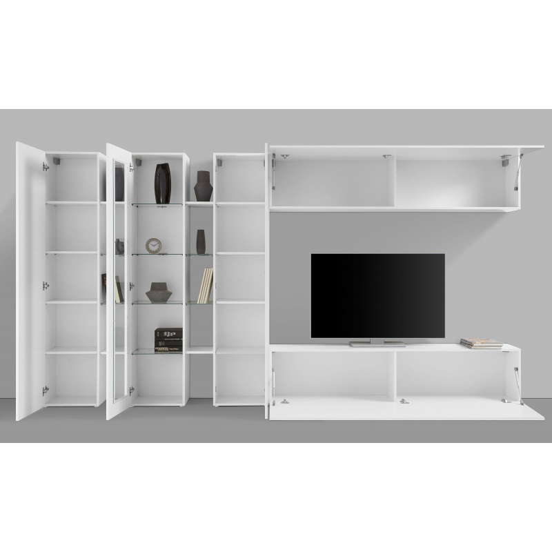 Parete soggiorno Maruska – 380x180x30 – Bianco Lucido