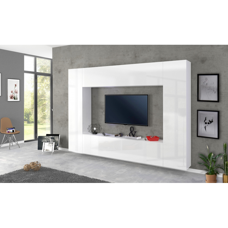 Parete soggiorno Maruska – 260x180x30 – Bianco Lucido