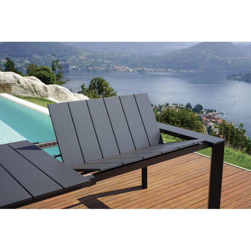 Set Tavolo Nettuno + 10 Sedie Samo Alluminio Antracite Text Nero Moia