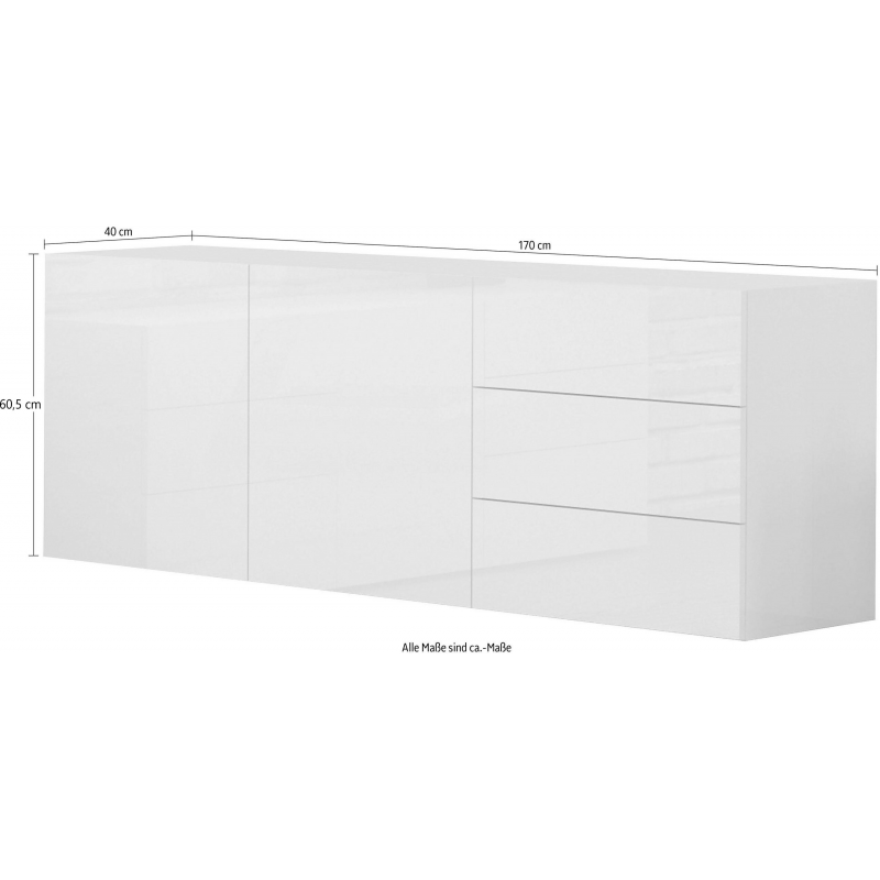 Credenza Metis 170 – 2 anta + 3 cassetti – Bianco Lucido