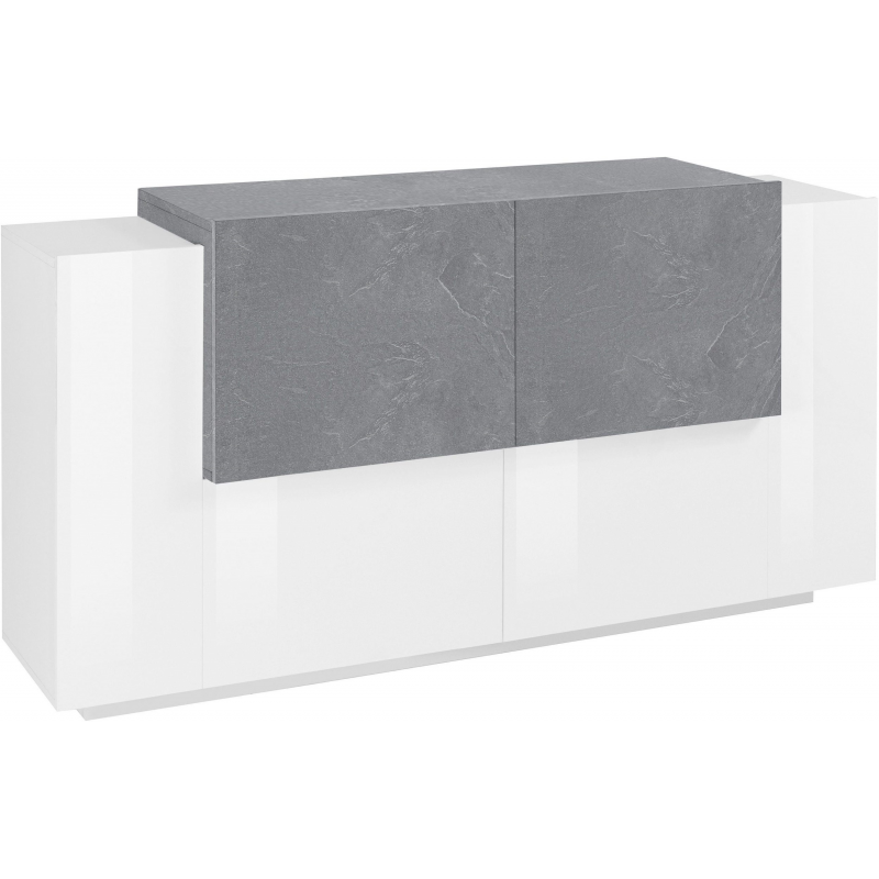 Credenza New Coro 160 – 4 ante – Bianco Lucido/Ardesia
