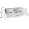 Credenza New Coro 220 – 5 ante + 2 cassetti – Bianco Lucido/Acero Pereira