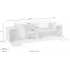 Porta TV New Coro 160 – 2+1 ante con ripiano in vetro – Bianco Lucido/Acero Pereira