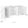 Credenza Pillon 210 – 2+4 ante – Bianco Lucido/Acero Pereira