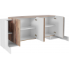 Credenza Pillon 210 – 2+4 ante – Bianco Lucido/Acero Pereira