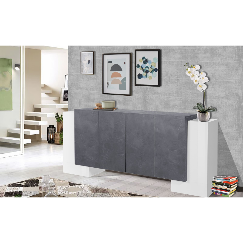 Credenza Pillon 210 – 2+4 ante – Bianco Lucido/Report