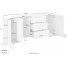 Credenza Pillon 210 – 2+2 ante + 3 cassetti – Bianco Lucido/Acero Pereira